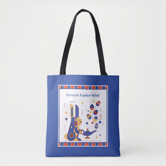 Bolsa Tote Feliz Páscoa Fofa Personalizada adicione seu texto (Frente)