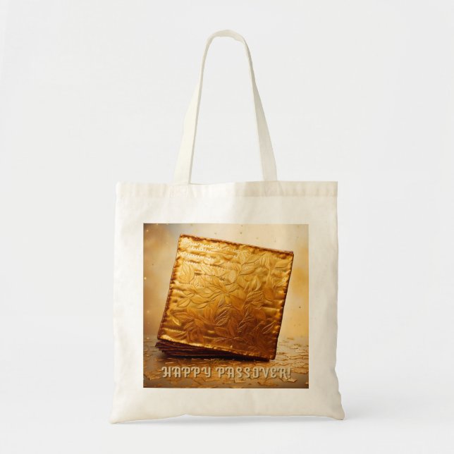 Bolsa Tote Feliz Páscoa! Matzá Dourada (Frente)