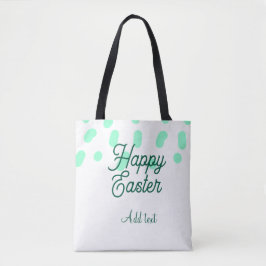 Bolsa Tote Feliz Páscoa ovos verdes pastel nome data simples 