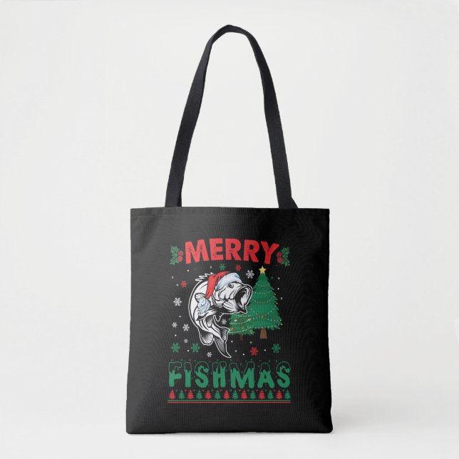 Bolsa Tote Feliz Peixes Pai Pesca Natal Natal (Frente)