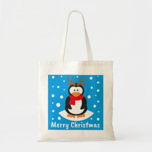 Bolsa Tote Feliz Pinguim de Natal