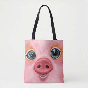 Bolsa Tote Feliz Porco Engraçado Saco