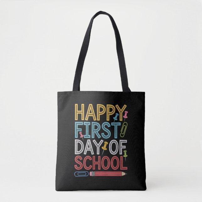 Bolsa Tote Feliz Primeiro Dia De Aula De Volta À Escola  (Frente)