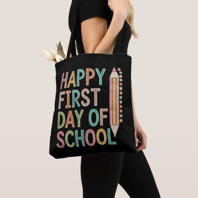 Bolsa Tote Feliz Primeiro Dia de Volta às Aulas (Close Up)