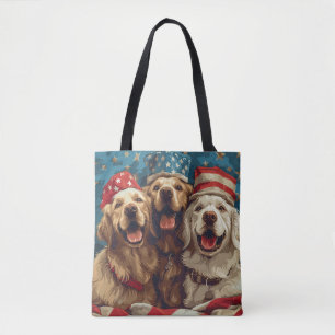Bolsa Tote Feliz Quarto De Julho Cachorros De Retriever Ouros