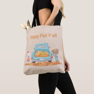 Bolsa Tote Feliz Queda Vocês Todos Ursos de Outono Pumpkins e