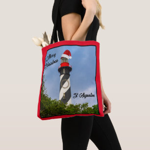 Bolsa Tote Feliz Rua de Natal Augustine Flórida Farol