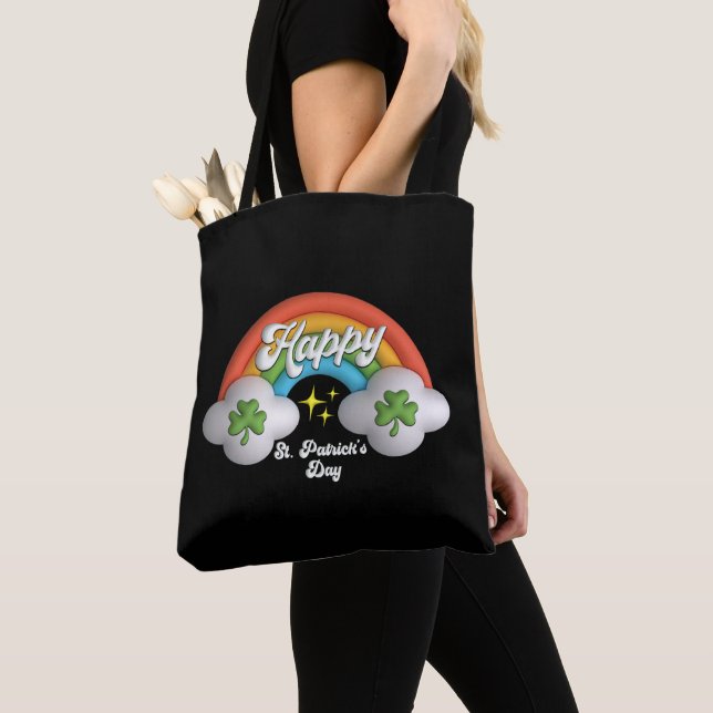Bolsa Tote Feliz Rua Santa Patrick Dia Cute Rainbow (Close Up)