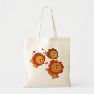 Bolsa Tote Feliz Trio de Leões de Cartoon Bonitos