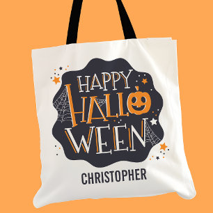 Bolsa Tote Feliz Truque Personalizado De Halloween Ou Doces D