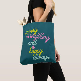 Bolsa Tote Feliz Tudo Feliz Feriado de Teal Sempre Mint