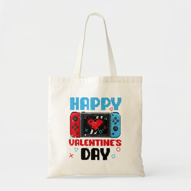 Bolsa Tote Feliz Valentines Day Controller Vídeo Game Heart B (Frente)