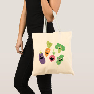 Bolsa Tote Felizes Cartoons Vegetais