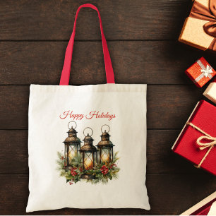 Bolsa Tote Felizes Feriados Lanternas de inverno