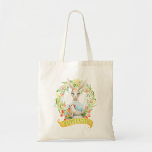 Bolsa Tote Felz pascoa Bunny e Tulip Wreath