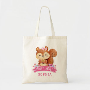 Bolsa Tote Felz pascoa de esquilo personalizado rosa
