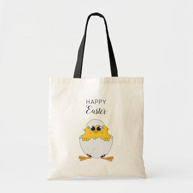 Bolsa Tote Felz pascoa de Ovos e Pintinhos de Páscoa (Frente)
