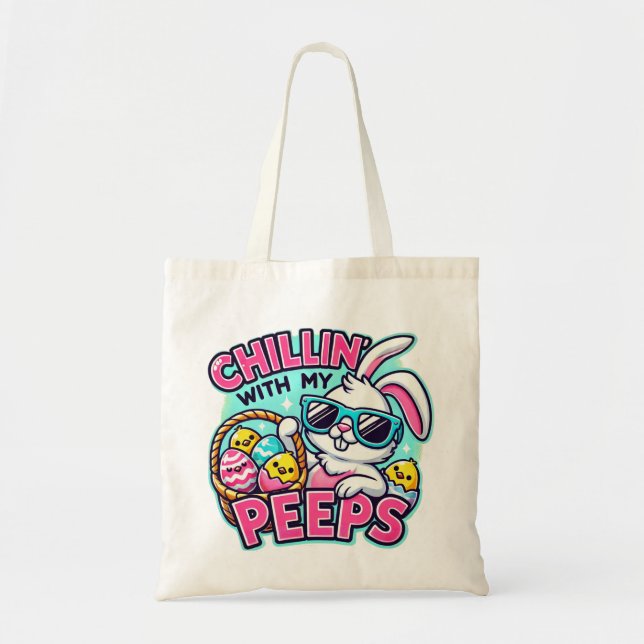 Bolsa Tote Felz pascoa Dia De Refrigeração Com Meus Peeps (Frente)