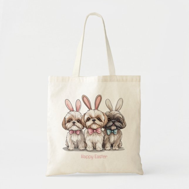Bolsa Tote Felz pascoa Shih Tzu Dogs (Frente)