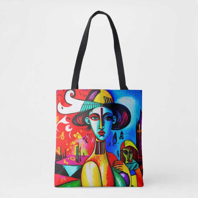 Bolsa Tote Feminina Cubismo Elegante (Frente)