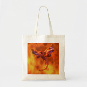 Bolsa Tote Fênix Colorida Voando Contra um Fundo Fiel