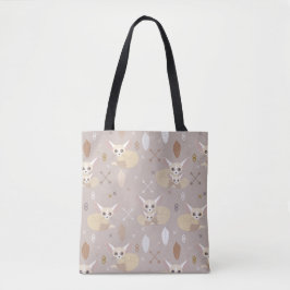 Bolsa Tote Fennec Foxes setas e penas