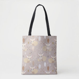 Bolsa Tote Fennec Foxes setas e penas