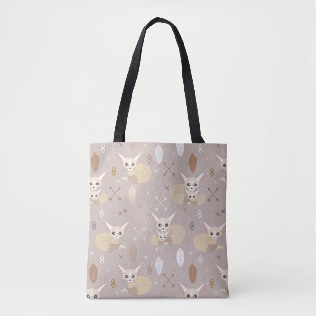 Bolsa Tote Fennec Foxes setas e penas (Frente)