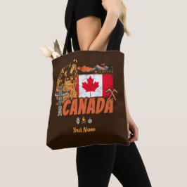 Bolsa Tote Feriado De Bandeira E Urso Grizzly No Canadá