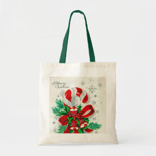 Bolsa Tote Feriado de cana doce de natais vintages retro