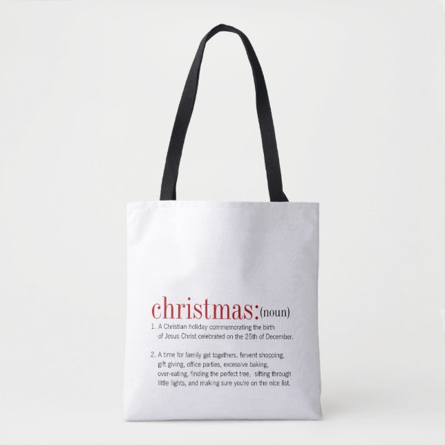 Bolsa Tote Feriado de Definição de Natal (Frente)