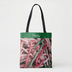 Bolsa Tote Feriado de Natal Candy Canes and Peppermints