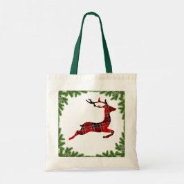 Bolsa Tote Feriado de Natal Colorido para Reindeer da Xadrez 