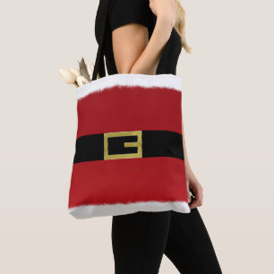 Bolsa Tote Feriado de Natal Red Santa Claus Belt & White fur