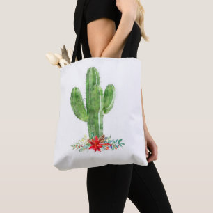 Bolsa Tote Feriado de Natal Rustic Desert Cactus