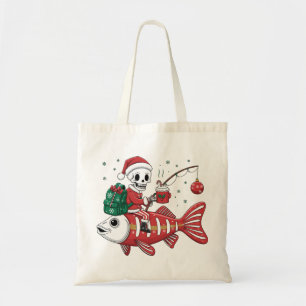 Bolsa Tote Feriado de Pesca de Natal Skeleton