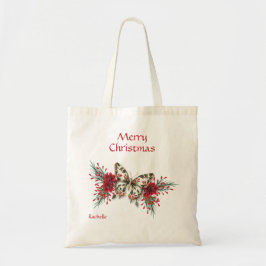 Bolsa Tote Feriado de Poinsettia Vintage de Natal