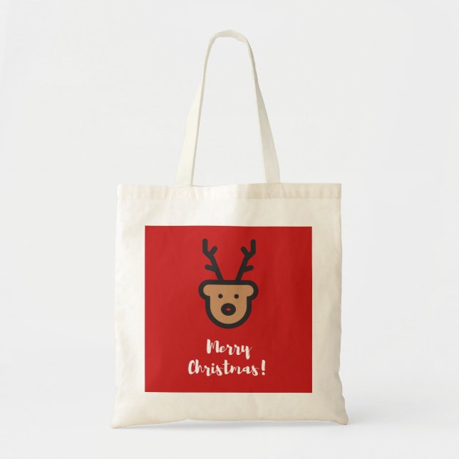 Bolsa Tote Feriado, Natal, Bonitinho Reindeer (Frente)