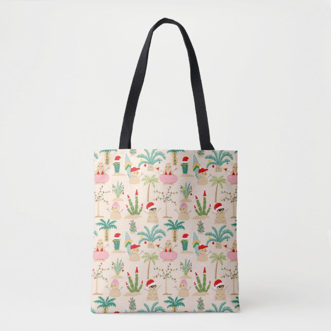 Bolsa Tote Feriado Tropical Vibes Padrão de Natal (Frente)