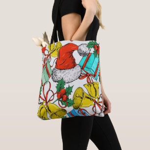 Bolsa Tote Feriados Azuis Verdes no Natal