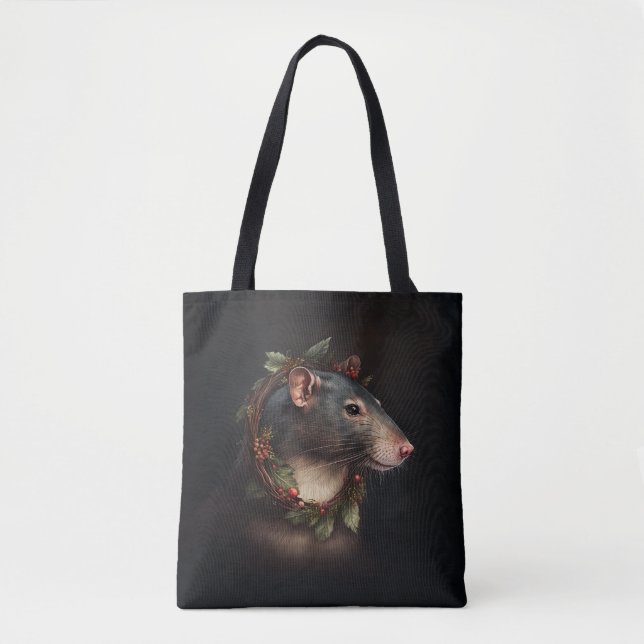 Bolsa Tote Feriados de Pet Rat Festivos e Bonitos/Natal (Frente)