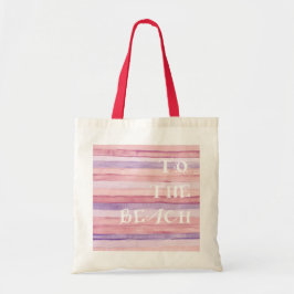 Bolsa Tote Feriados de Verão, cor-de-rosa, stripes roxas, cor