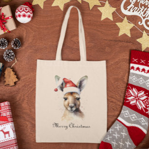 Bolsa Tote Férias Alegres, Canguru de Natal personalizado