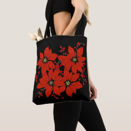 Bolsa Tote Férias das Flores da Poinsettia Vermelha Natal