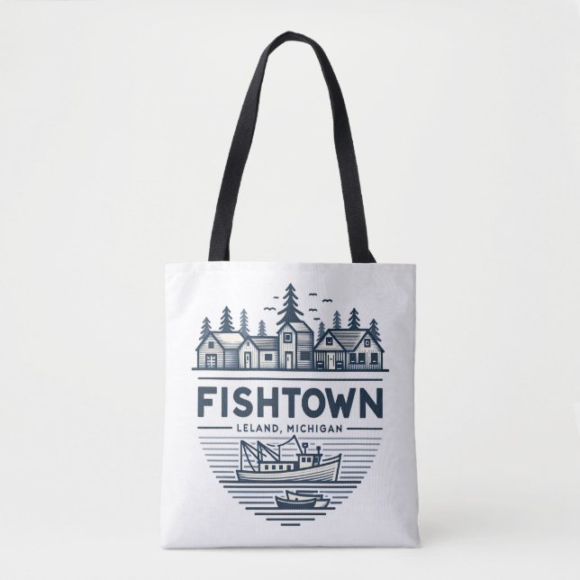Bolsa Tote Férias Fishtown Leland Michigan (Frente)