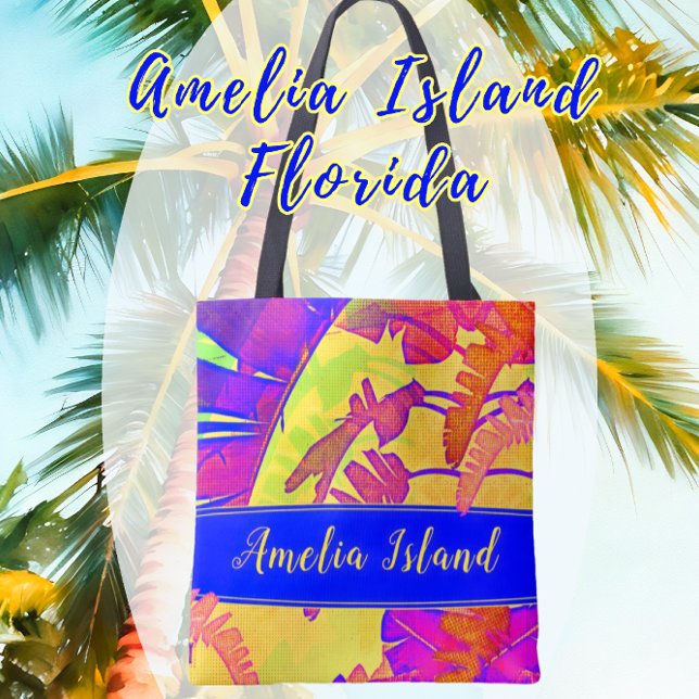 Bolsa Tote Férias Tropicais de Praia da Amelia Island (Pretty Amelia Island bag. Easily change the text if you wish to personalize. Great souvenir!)