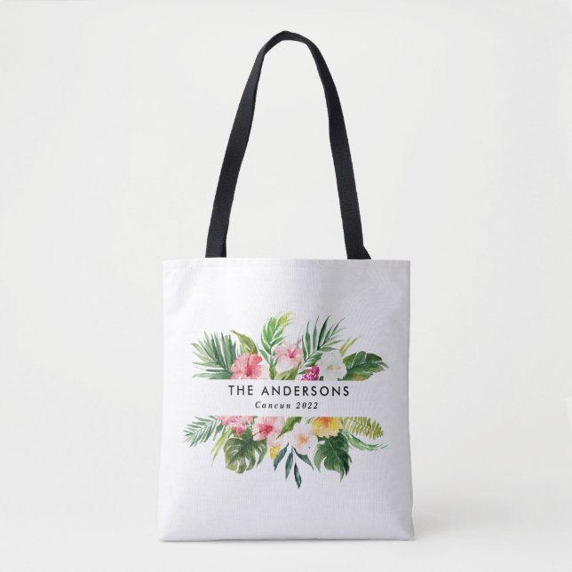 Bolsa Tote Férias tropicais de verão florais (Frente)