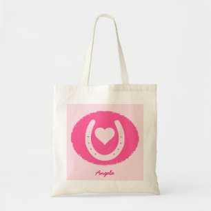 Bolsa Tote ferradura e coração cor-de-rosa