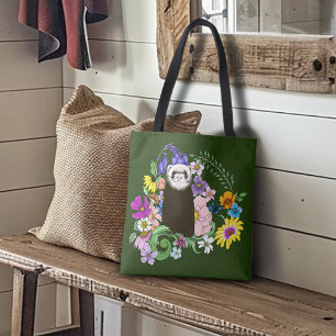 Bolsa Tote Ferret Floral verde-liso de chocolate