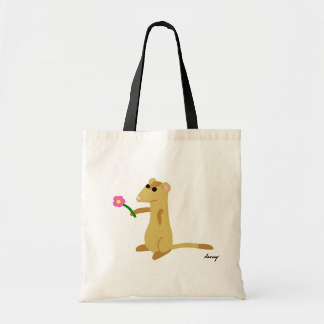 Bolsa Tote Ferret Segurando Bolsas Flores (Frente)